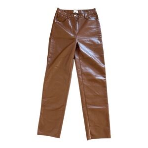 The Melina Pant Hi-waisted Vegan Leather Cognac